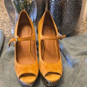 Yellow Peep-Toe Mary Jane Heels